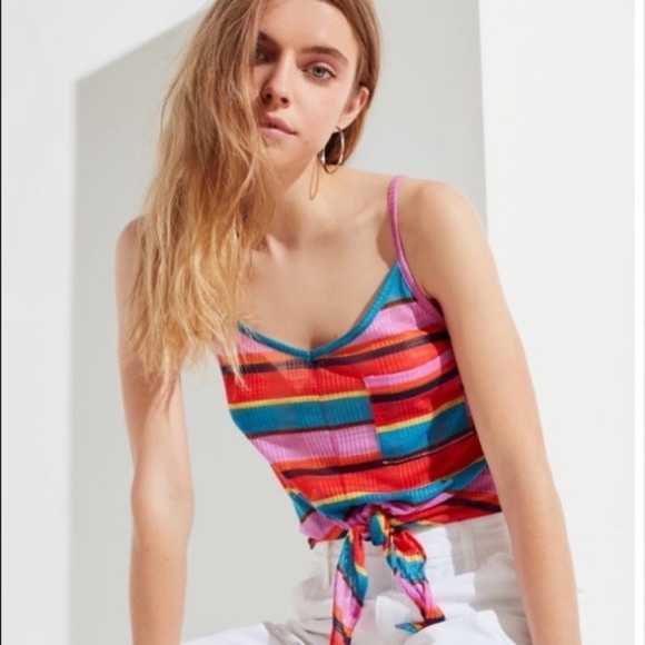 UO Quinn Striped Tie Waist Cami - Picture 2 of 10